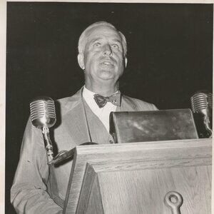 Vintage WWII U.S. Naval Speaker At Podium Publicity Black & White Photo 8 x 10